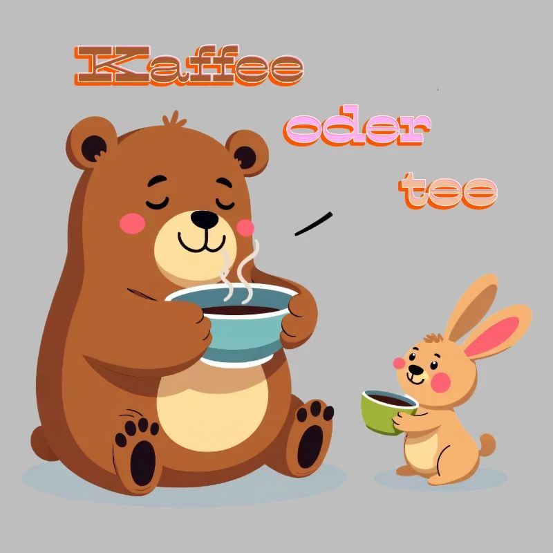 Kaffee oder Tee? Müder Bär und Hase Morgenmuffel