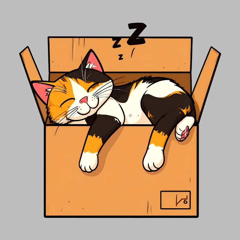 Katze schläft im Karton