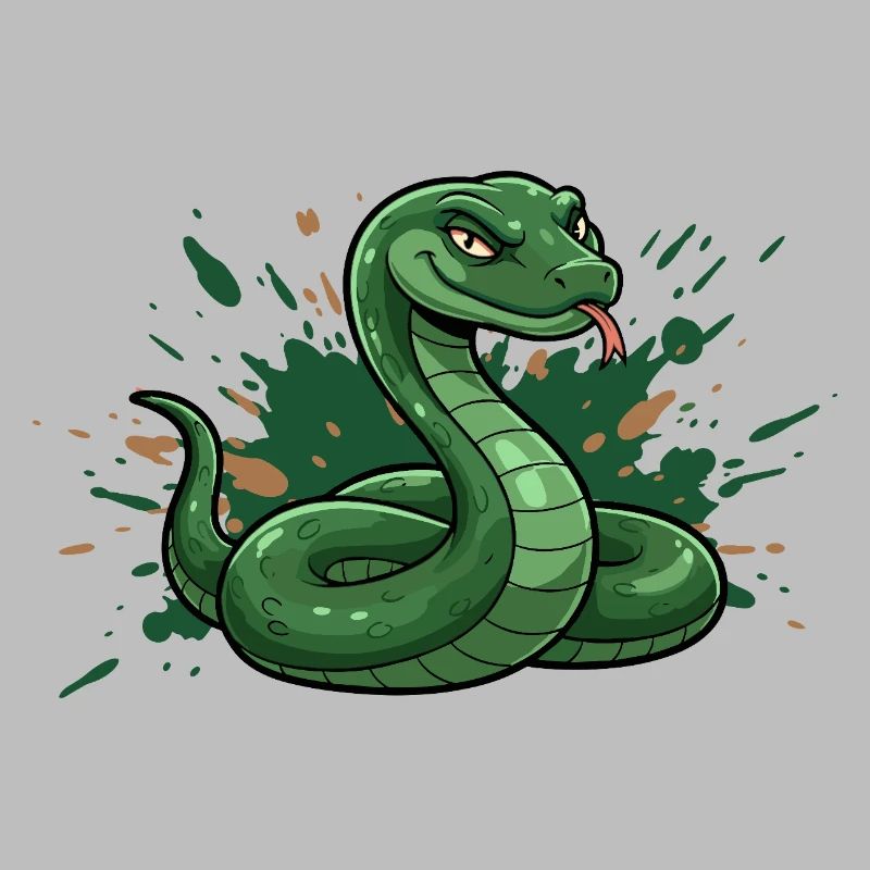 Serpent de dessin animé vert avec éclaboussures