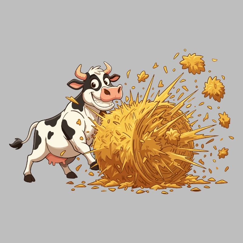Explosion de vache et de foin