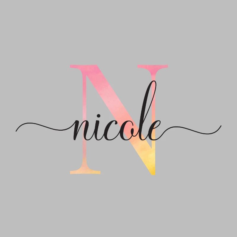 N | Monogram | Name | Nicole |Watercolor