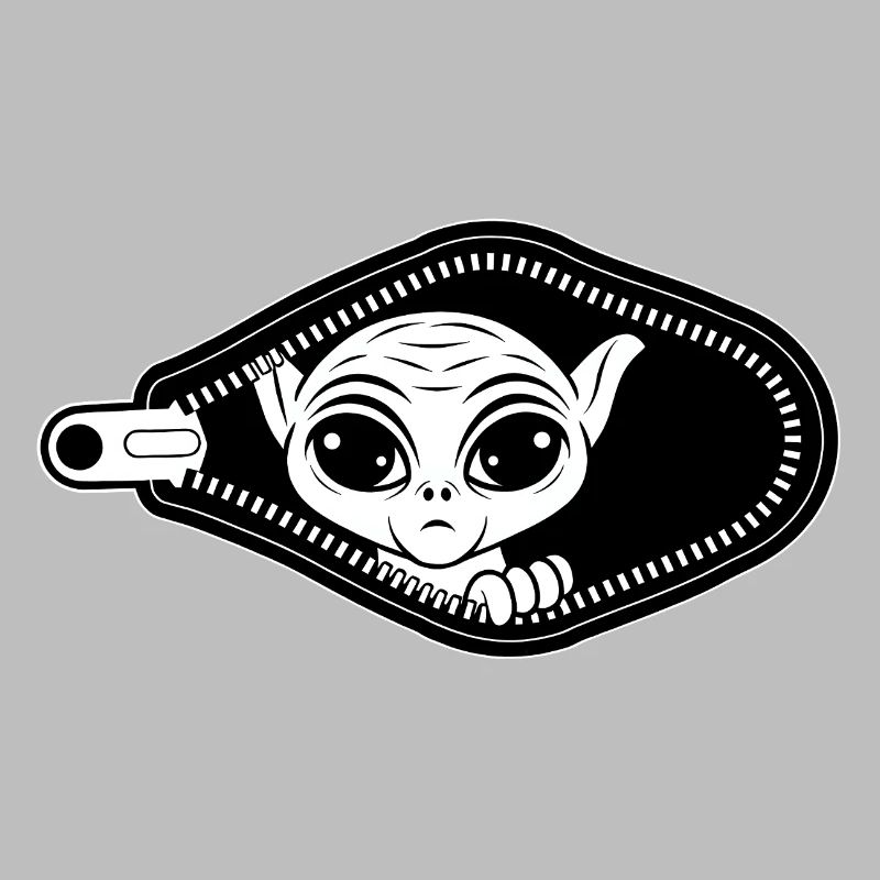 Alien jette un coup d’œil par la fermeture éclair