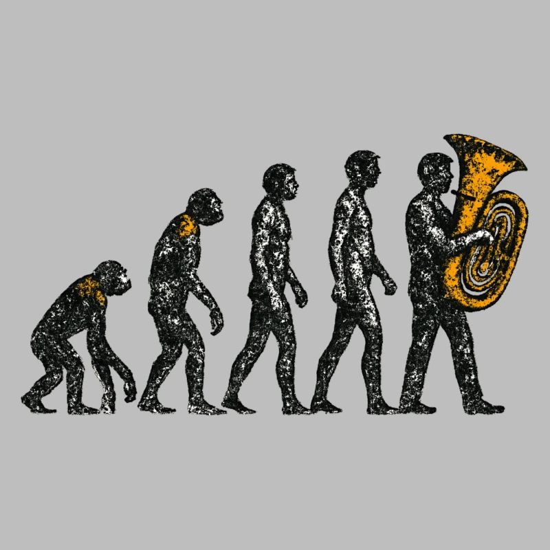 Evolution to Tuba Player Grunge Design