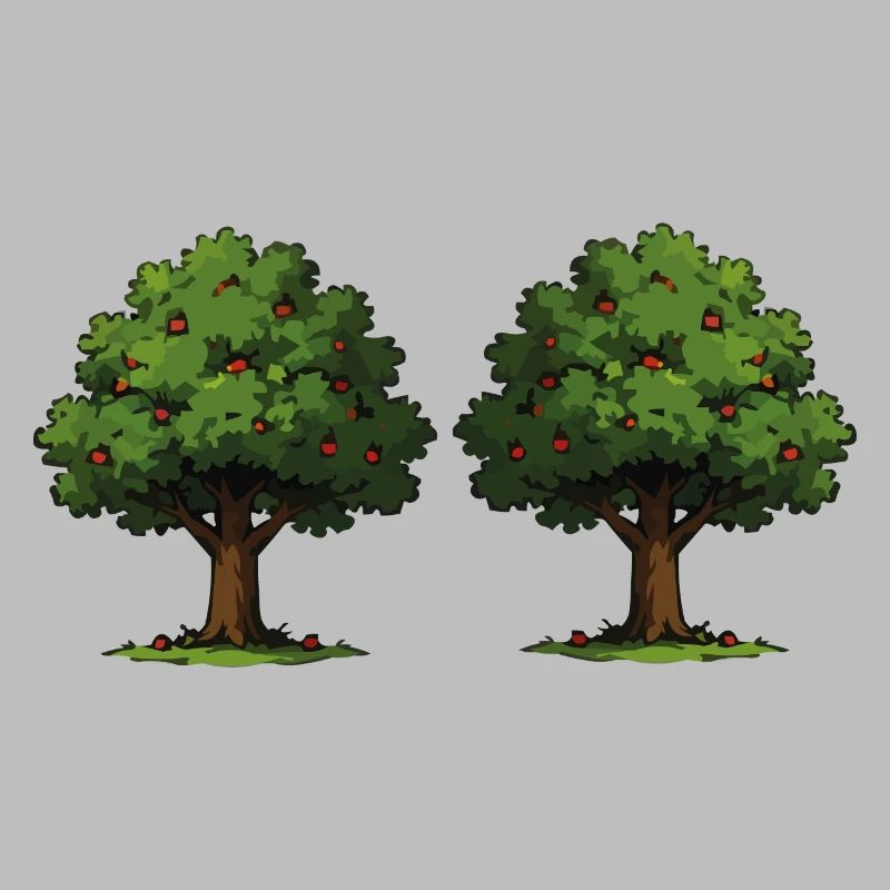 Double tree with red apples