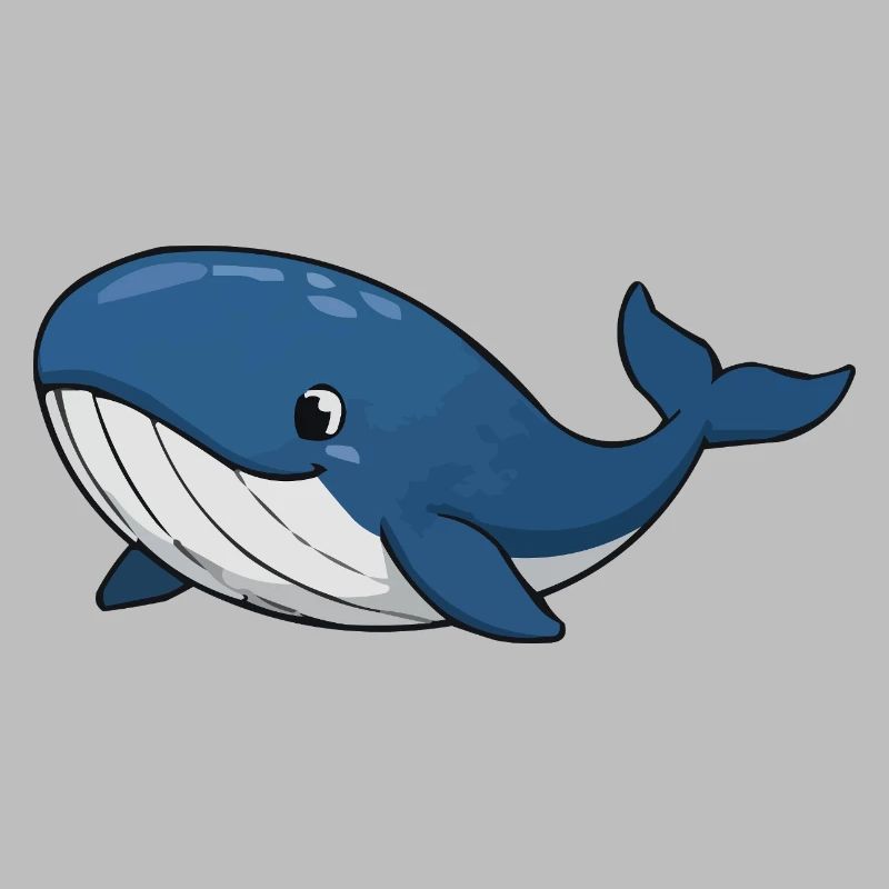 Cartoon Whale in Deep Blue