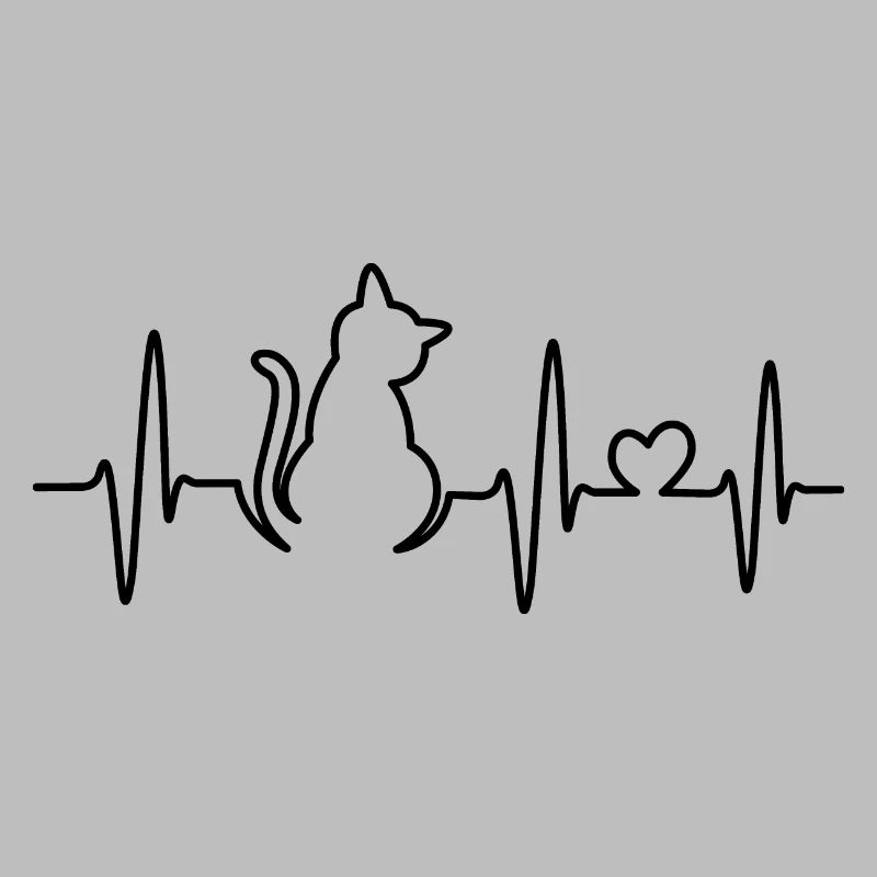 Icônes de traits de dessin de lignes de battement de cœur de chats