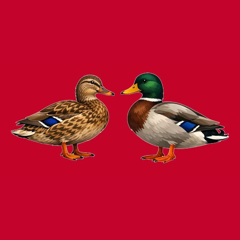 Wild ducks in a pair