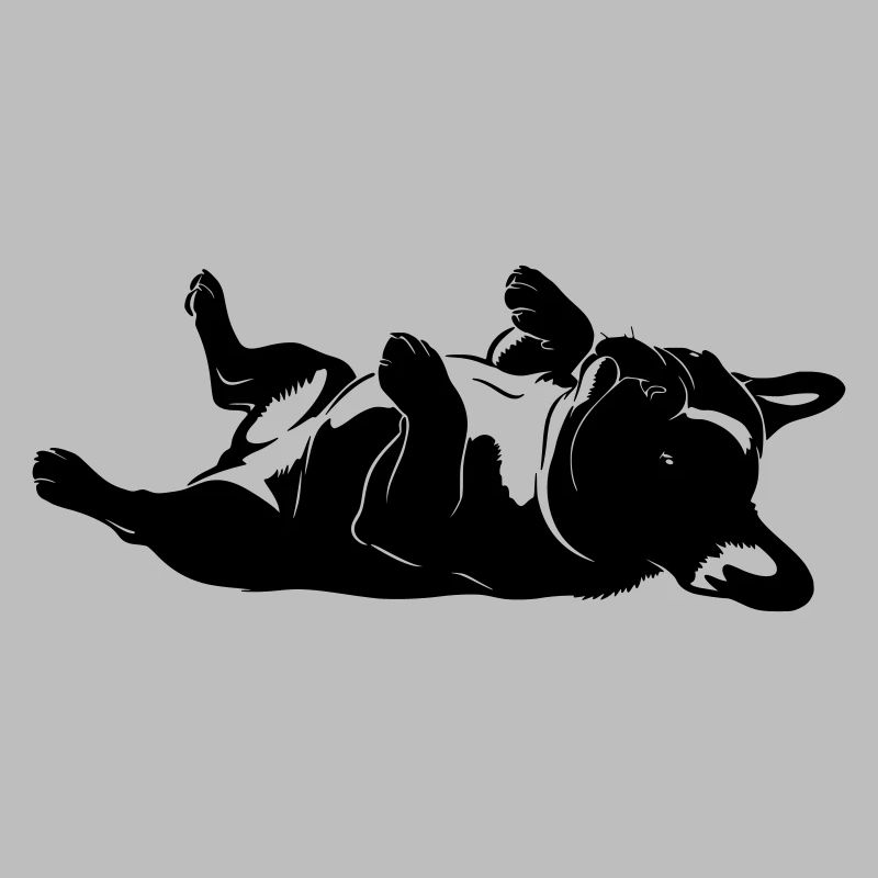 Lying dog on its back