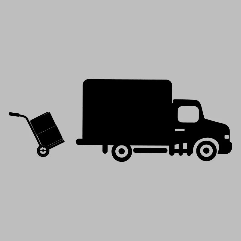Camionnette de déménagement avec charrette à bras