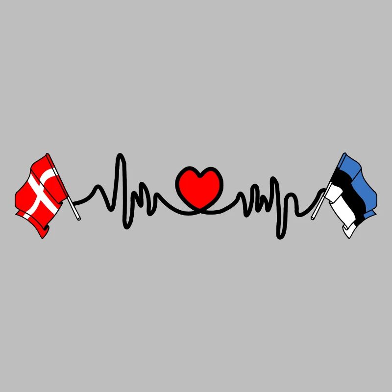 Cardio heart Drapeau Danemark, drapeau Estonie