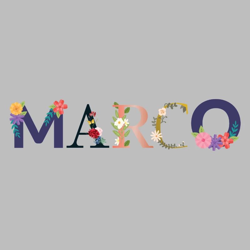 Le nom MARCO décoré de fleurs