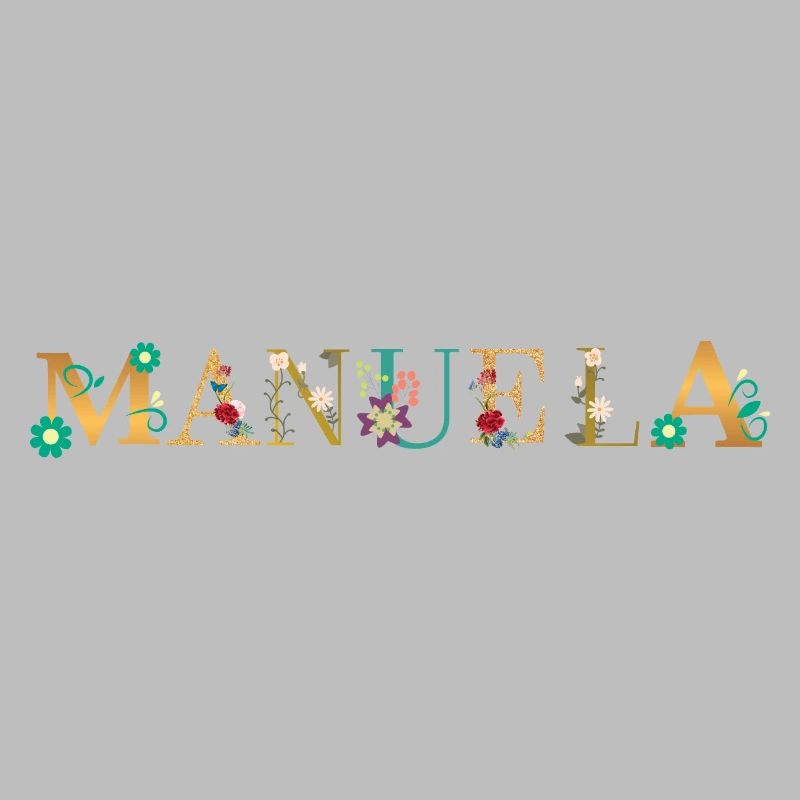 Le nom de MANUELA est orné de fleurs