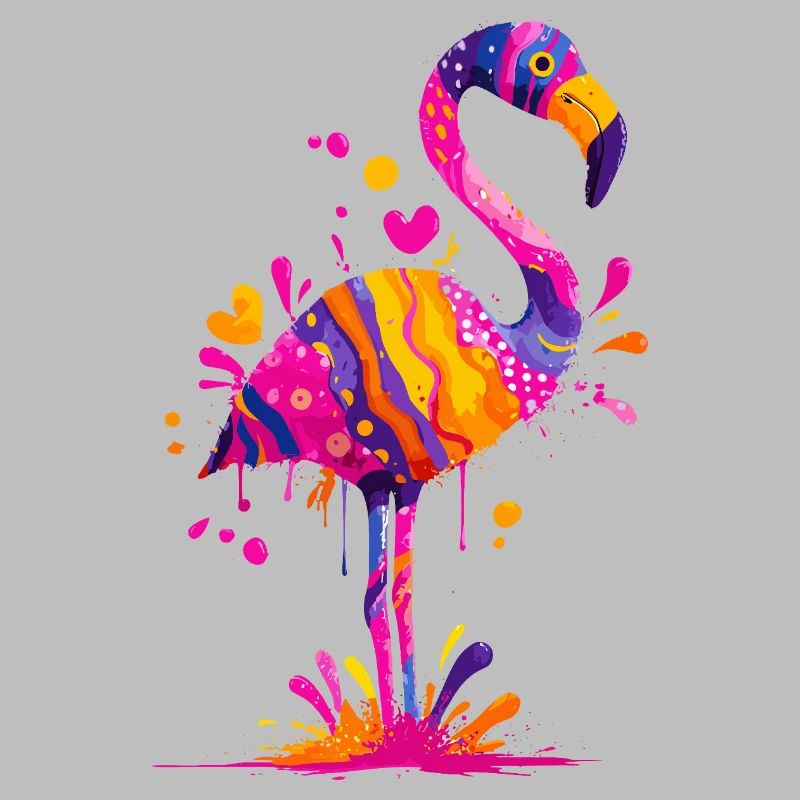 Flamant rose à explosion de couleurs