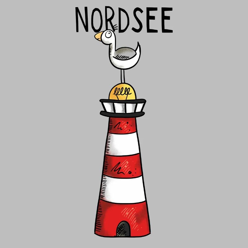 Nordsee Leuchtturm - Möwe - Comic - Geschenk