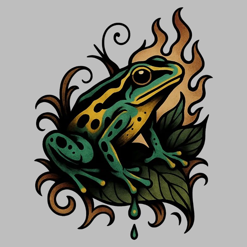 Flame Frog on Leaf