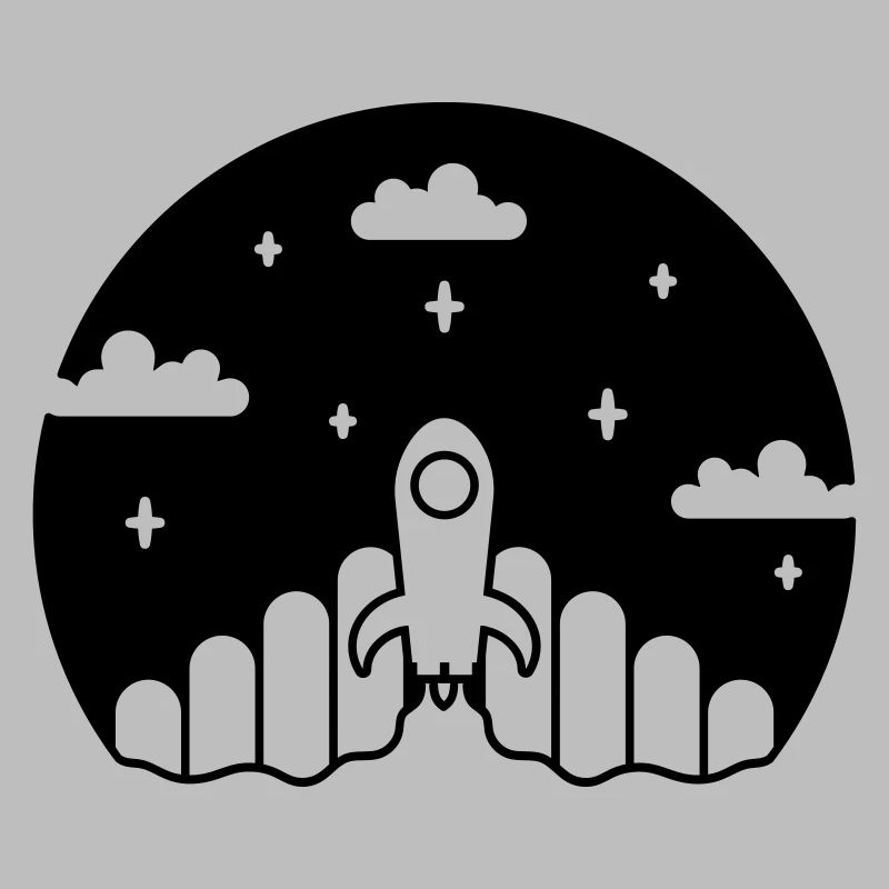Launch into the universe: Modern rocket at night