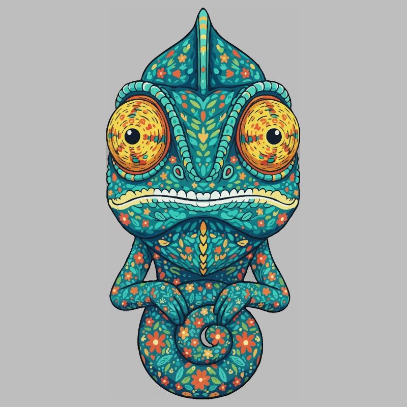 Chameleon with Floral Pattern