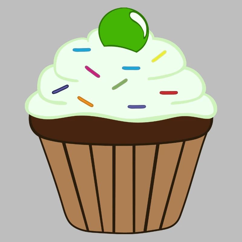 Cupcake with green cocktail cherry