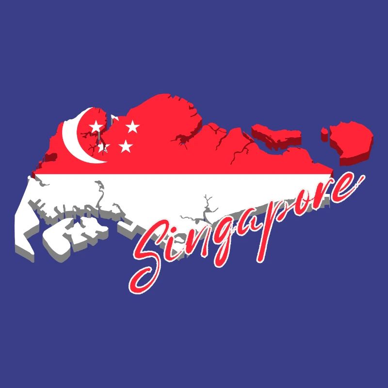 Carte de Singapour, drapeau de Singapour