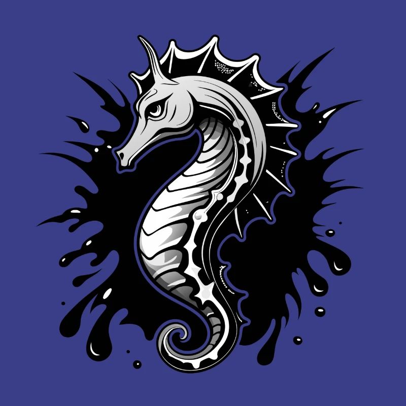 Hippocampe Noir Blanc