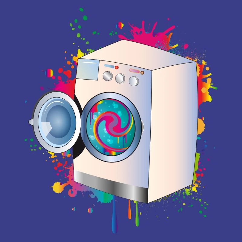 Machine à laver dans le style graffiti avec un linge de couleur
