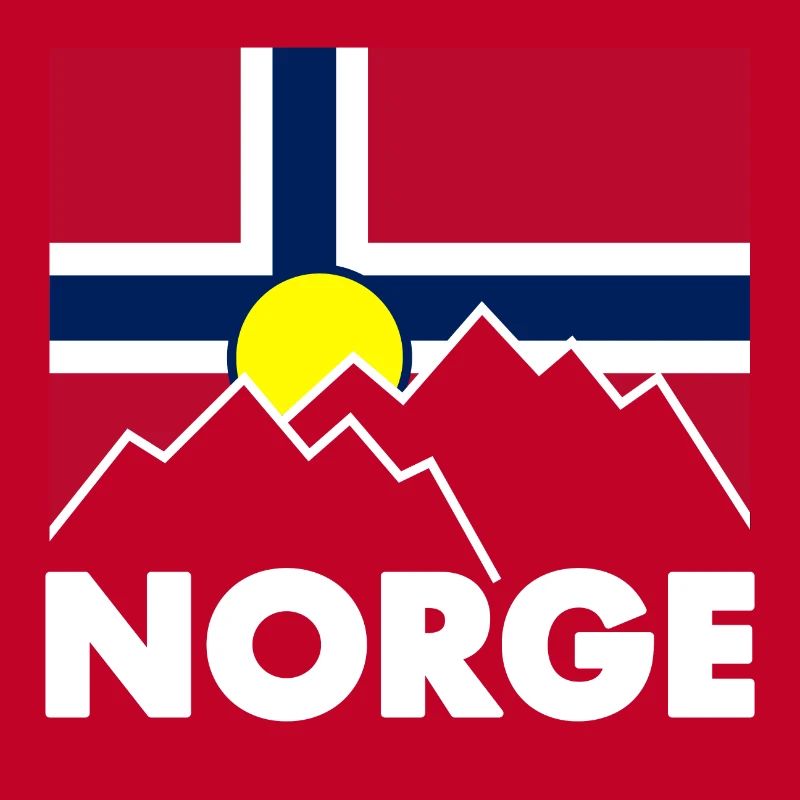 Drapeau de la Norvège avec des montagnes