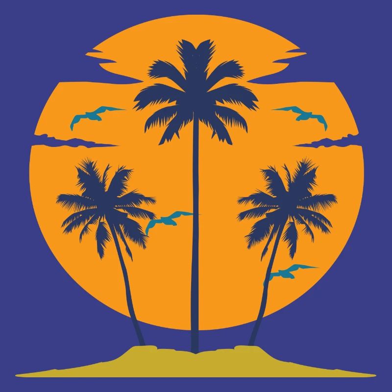 Sunset with palm trees silhouette