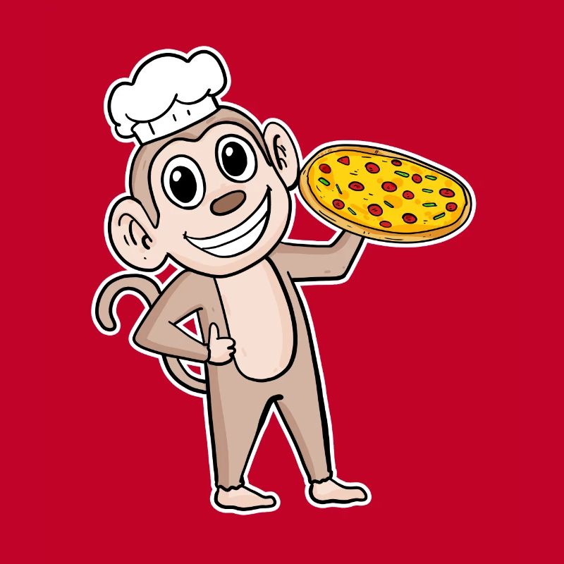 Pizza Maker Pizza Chef Monkey Italian