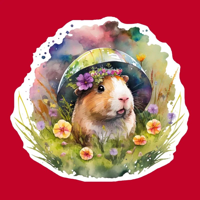 Cochons d’Inde dans une prairie fleurie