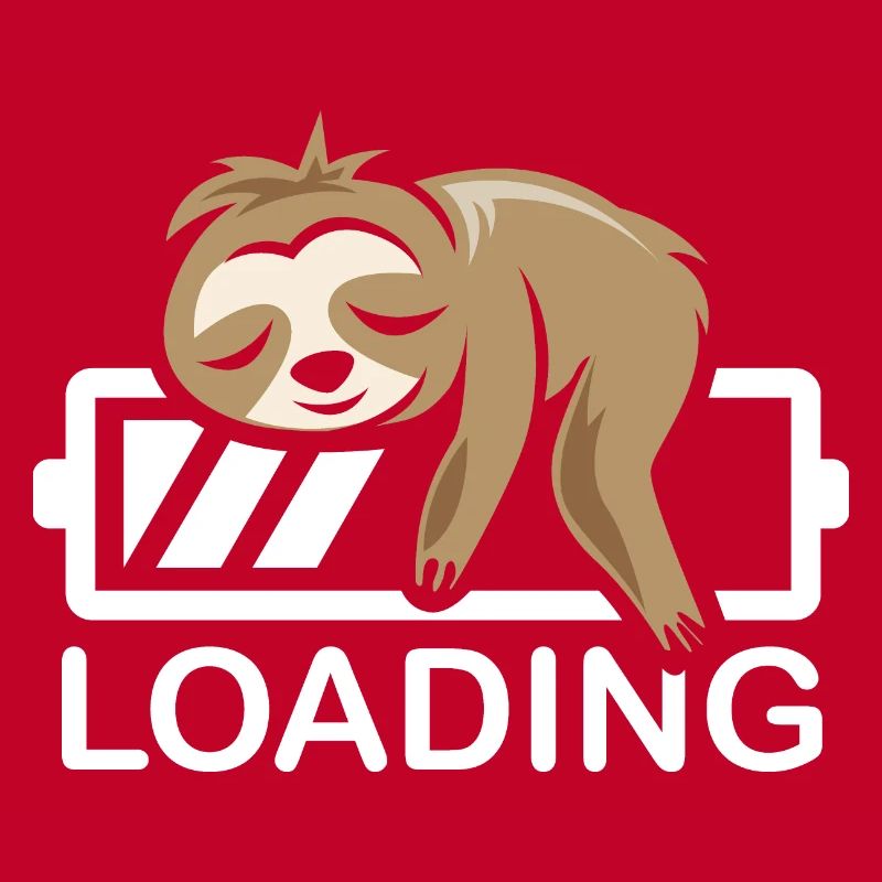 funny sloth loading battery icon comic
