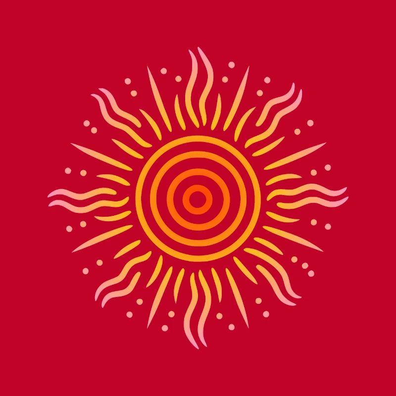 Sun Tribal Patterns Yellow Red Pink