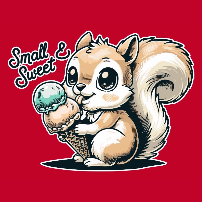 Niedliches Cartoon-Eichhörnchen mit Eiscreme