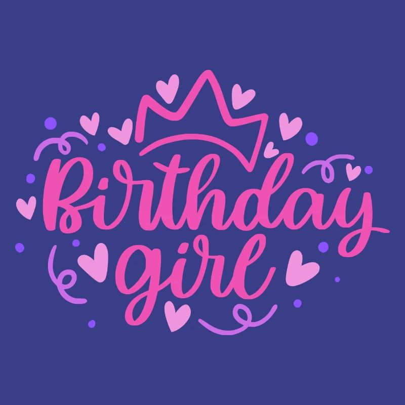 Birthday Girlie mit Krone Herzchen Konfetti