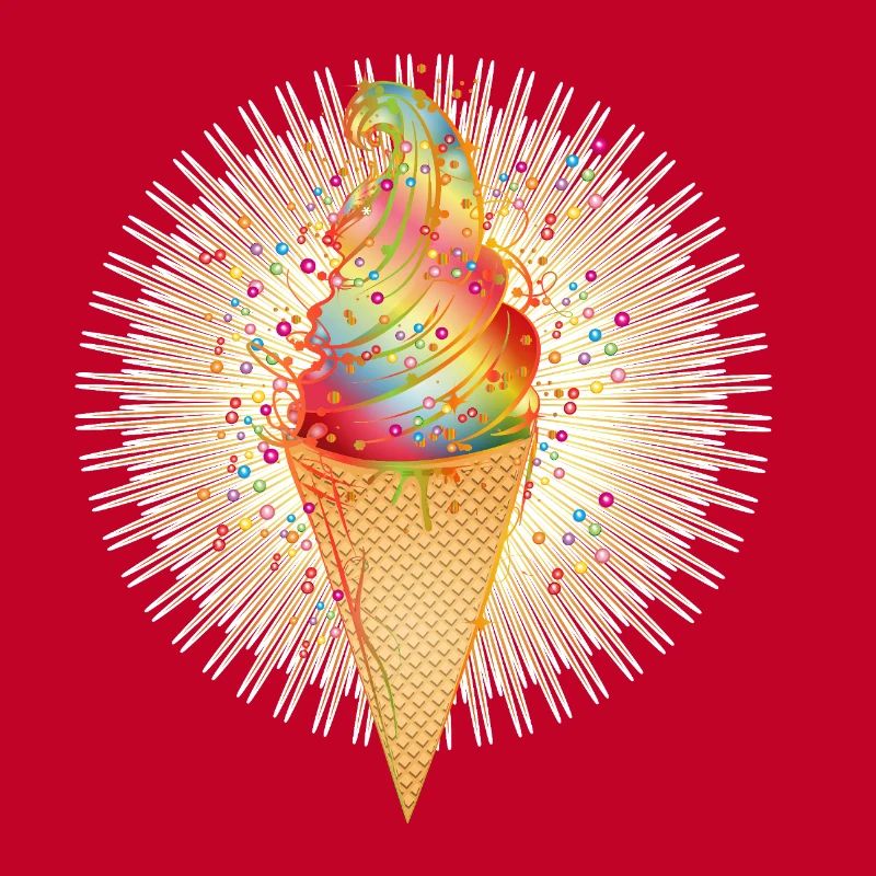 Fröhliches Softeis-Motiv mit Regenbogenfarben