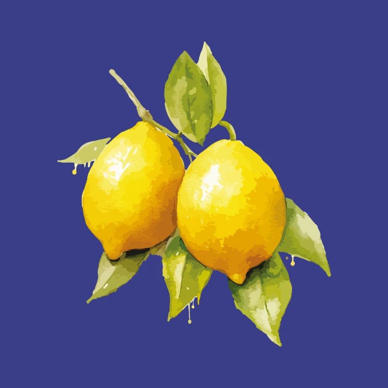 Lemons with leaves - Fresh retro design