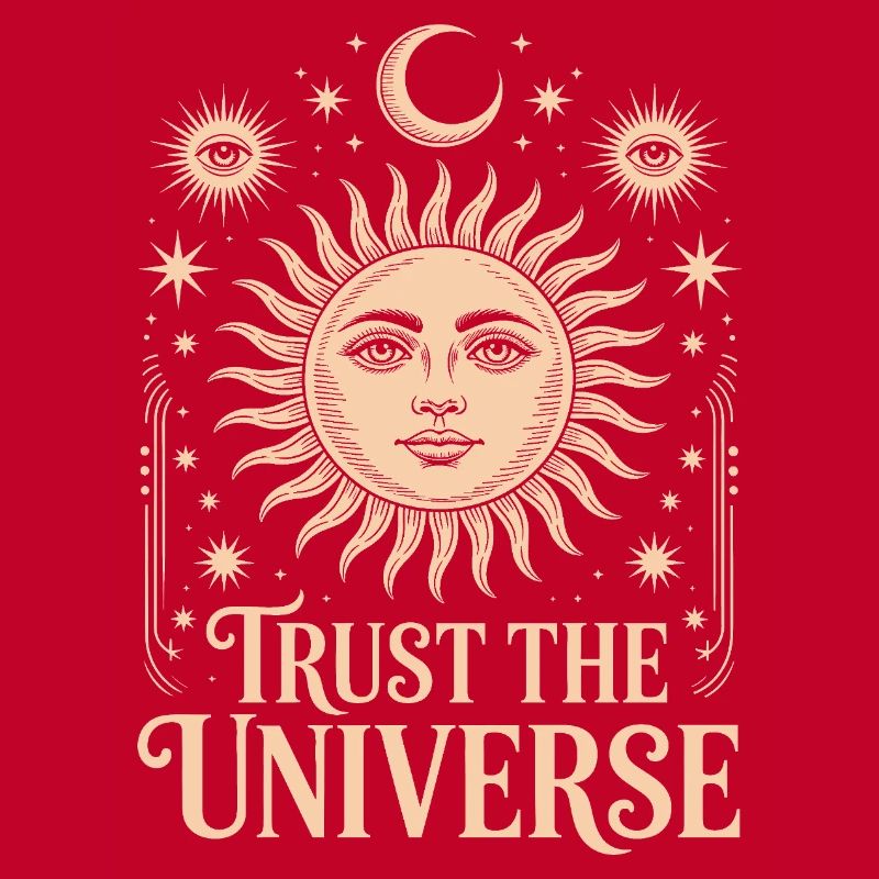Trust The Universe Mystical Boho Sun and Moon