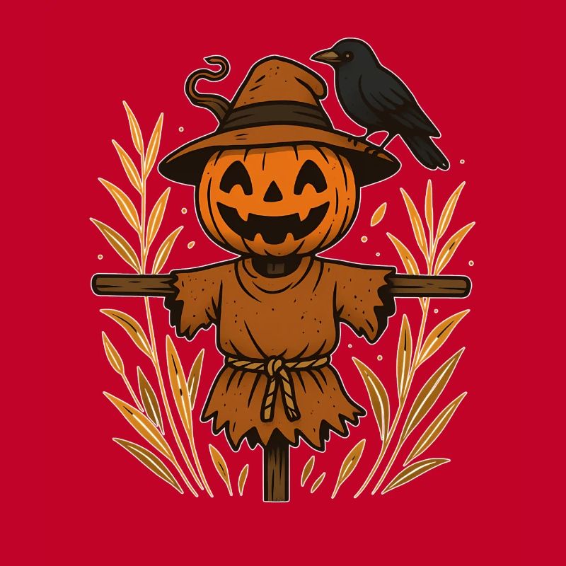 Pumpkin Ghost Scheuch with Raven