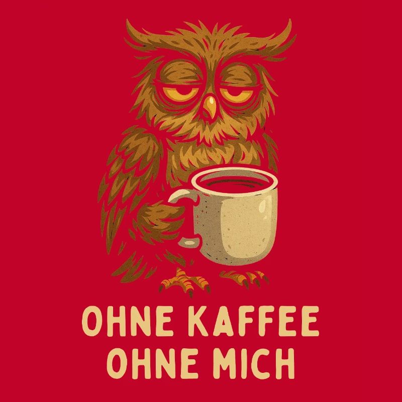 Nickernde Eule mit Kaffee