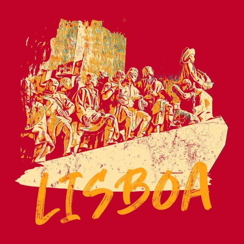 Monument Découvertes Lisbonne illustration ocre
