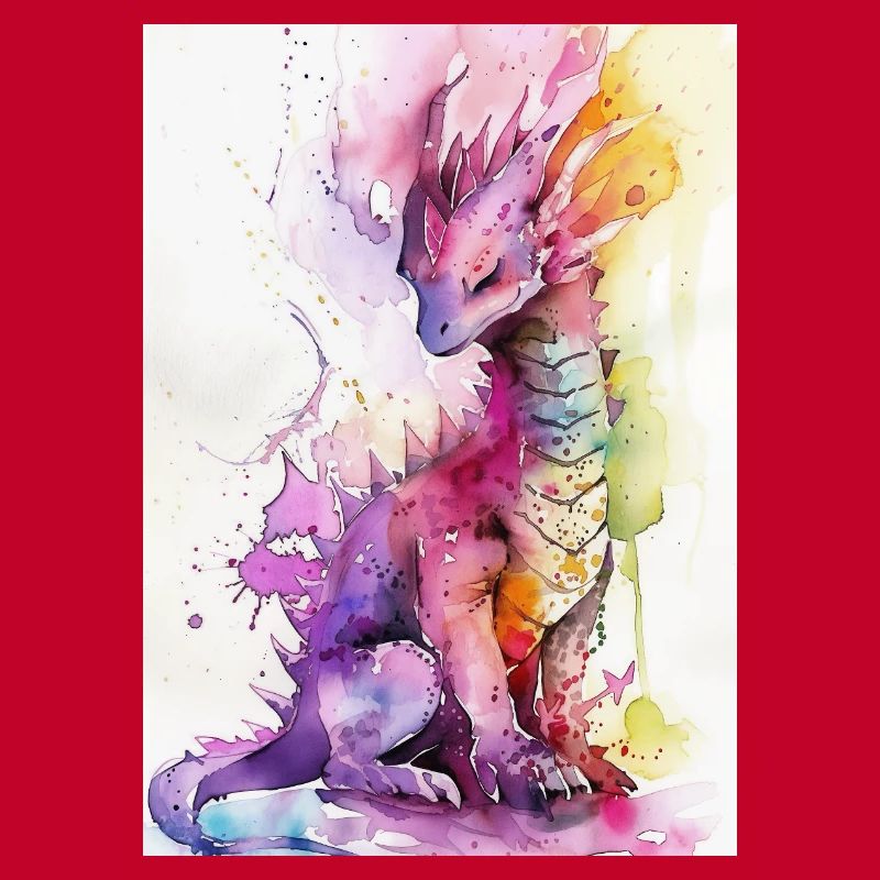Regenbogen Aquarell Drache