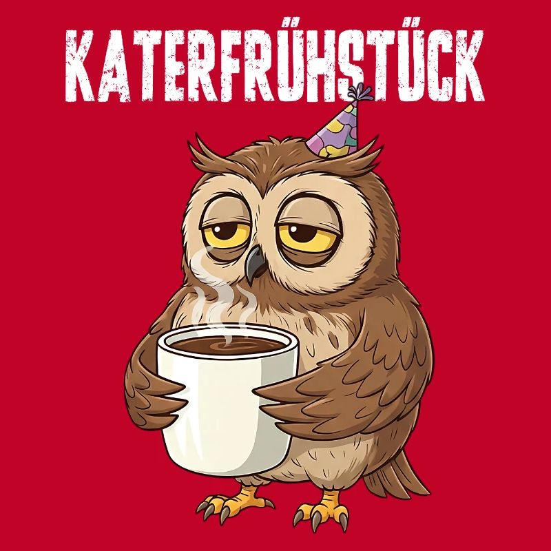 Katerfrühstück Eule mit Kaffee lustiger Hangover
