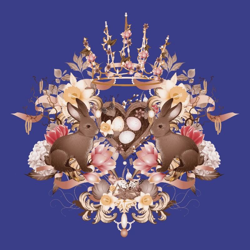 Sepia frame with bunnies and Easter nest