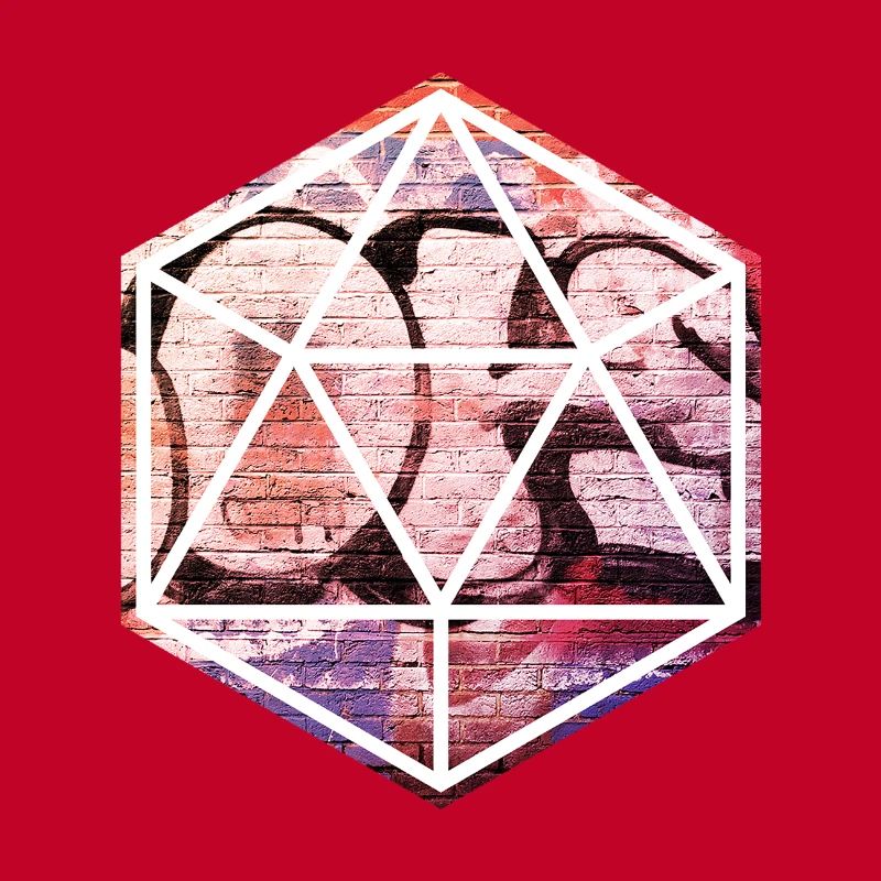 Prisme de graffiti géométrique sur mur de briques