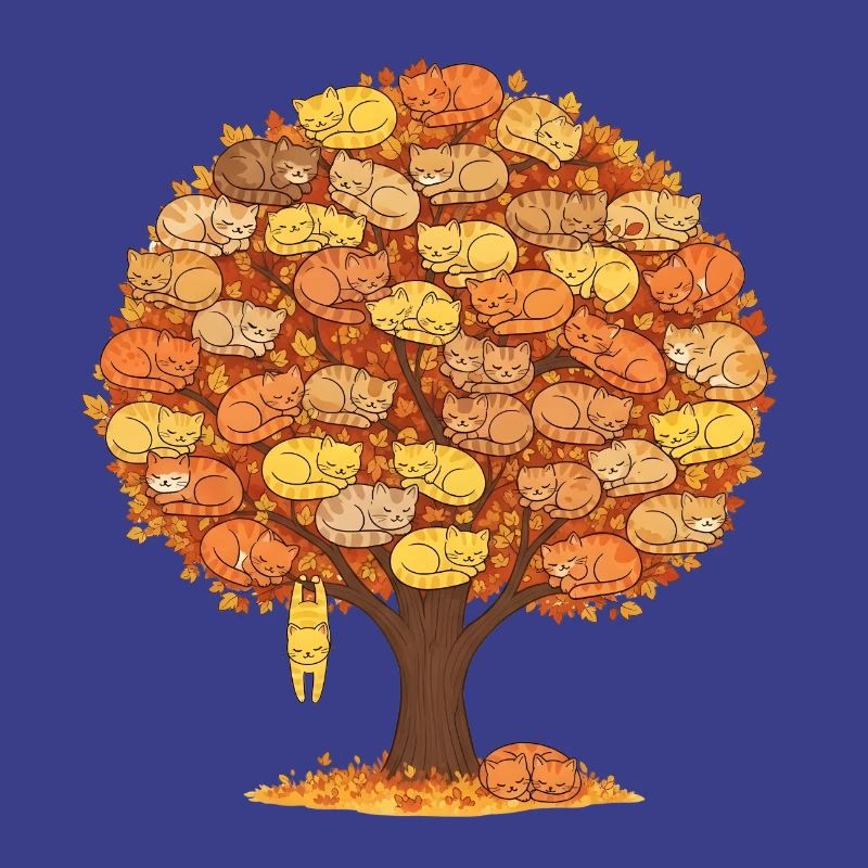 Arbre à chat Automne - Design de chats endormis mignons