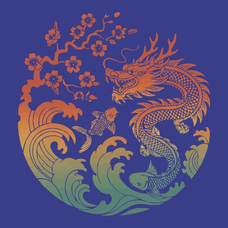 Conception du cercle Dragon & Koi