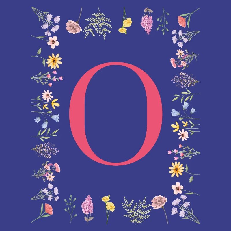 Florale Initialen "O", Buchstaben Monogramm 