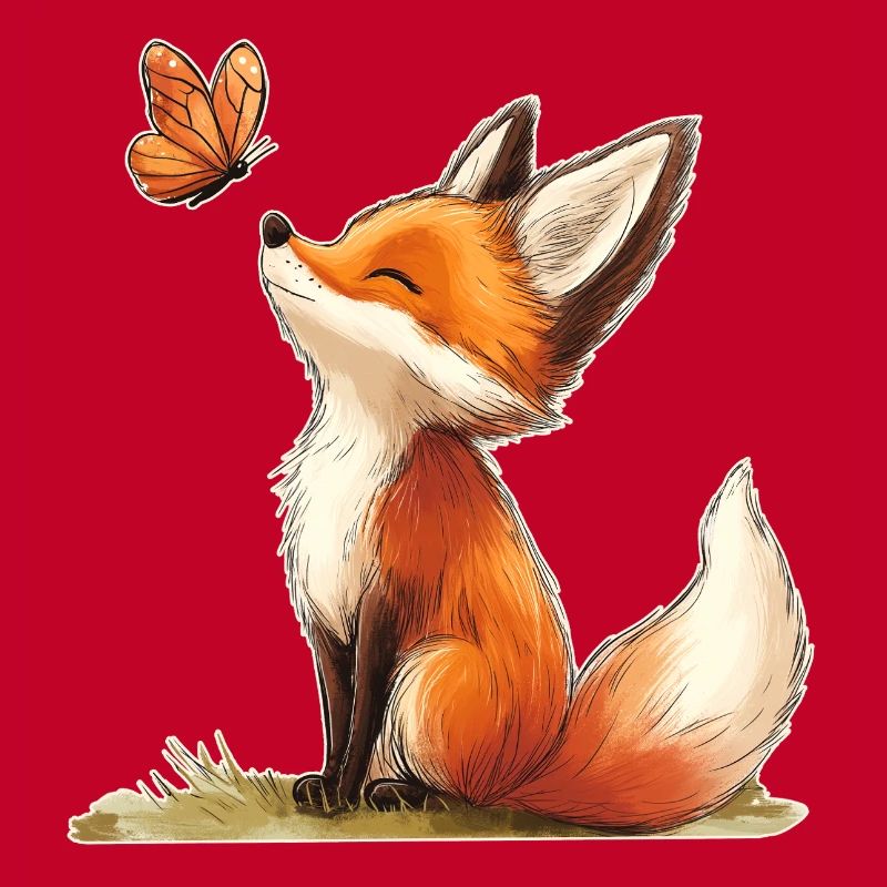 Fuchs mit Schmetterling