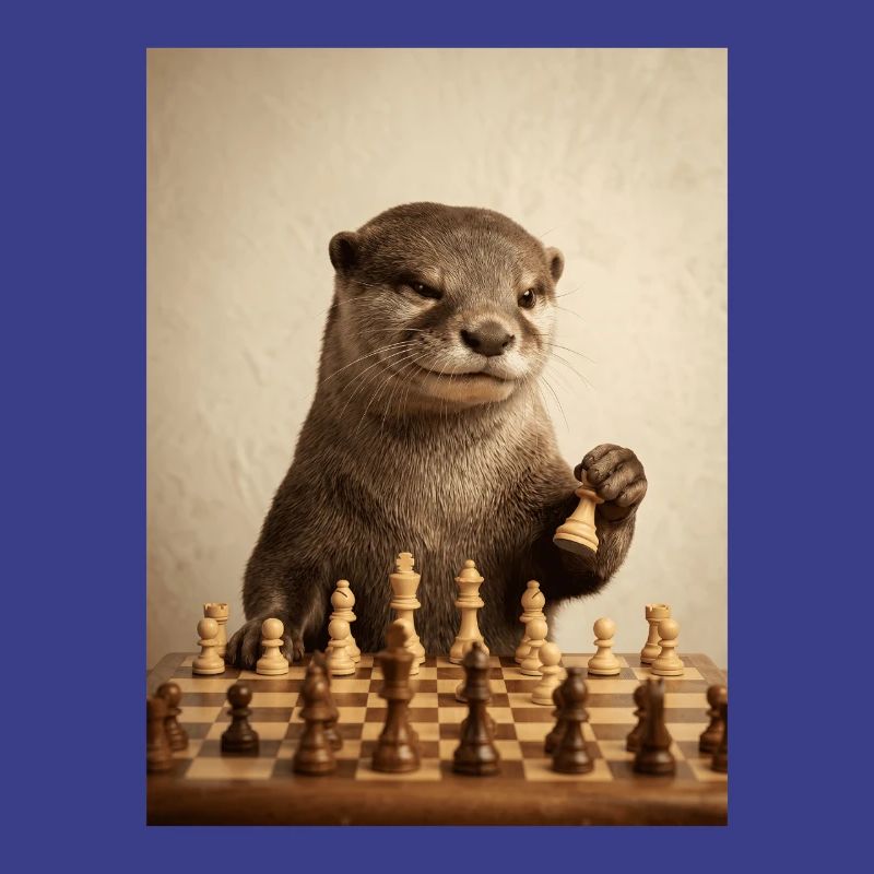 Otter playing chess