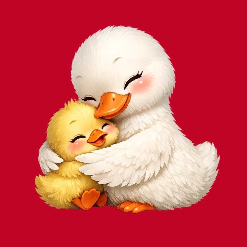 Mutter-Ente kuschelt mit ihrem Baby