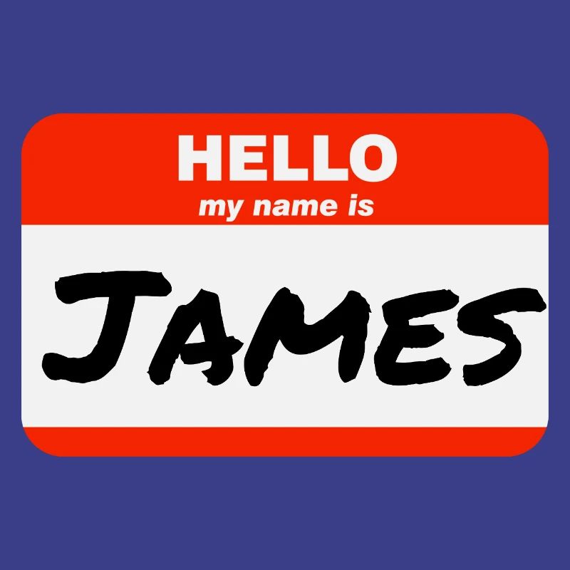 Hello My Name Is James Red Label with First Name